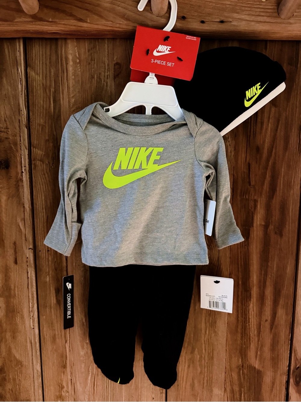 Nike Kids Long-Sleeve Top & Pant Set - Gray with Neon Yellow Logo